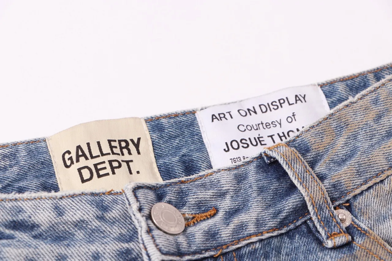 671#Gallery Dept New style embroidered patches, old splashed ink and paint, heavy-duty bootcut jeans, dirty trousers, high street fashionable trousers, casual and versatile trousers, washed blue S~XL P260
